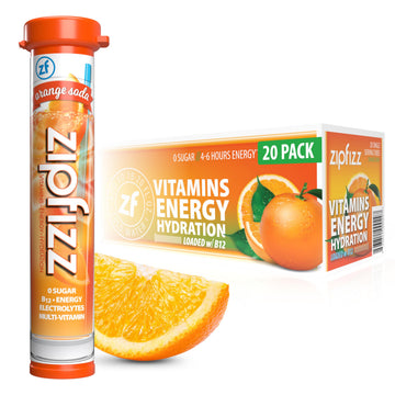 Zipfizz Energy Drink Powder, Sugar-Free, 20 Pack, 0.39 Ounce Each, Orange Soda, Model 20ORANGE, Electrolyte & Vitamins