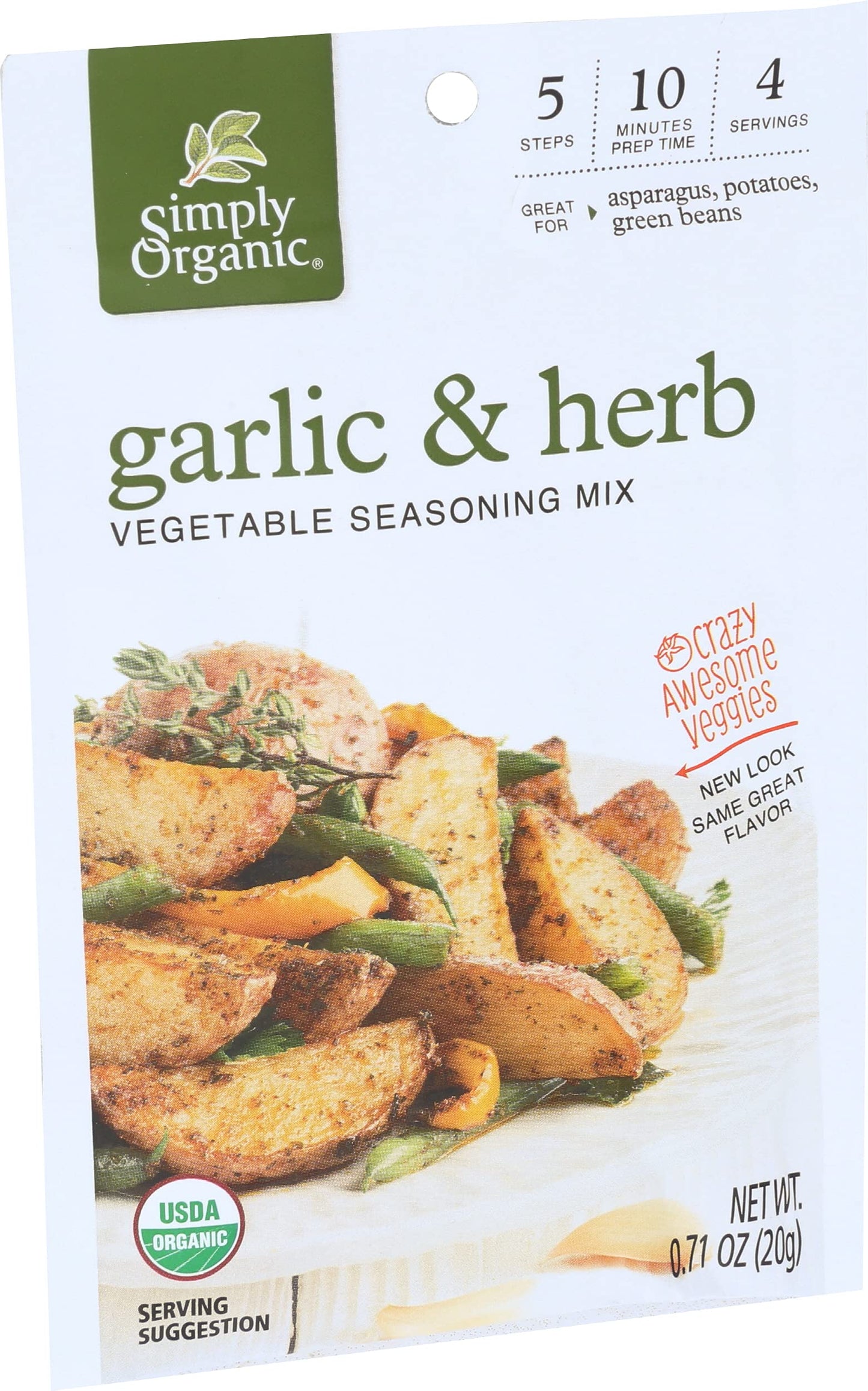 Simply Organic Garlic & Herb Vegetable Seasoning Mix, Certified Organic, Vegan | 0.71 oz