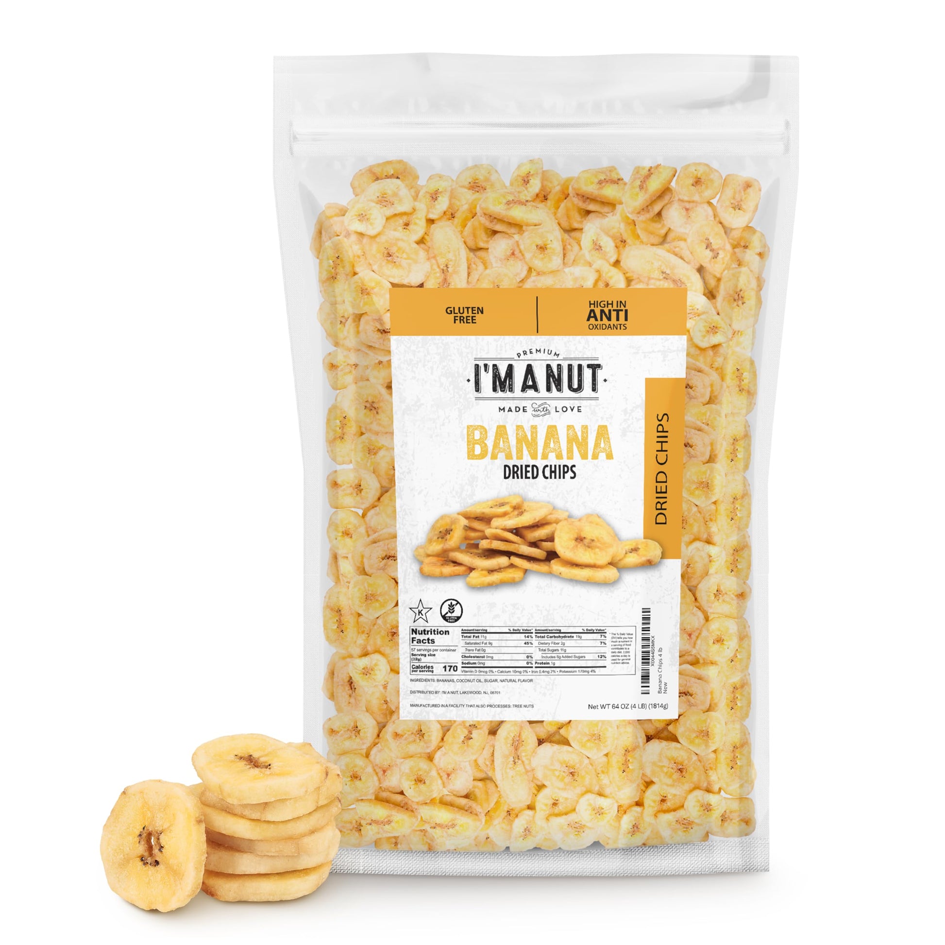 Premium Dried Banana Chips 48oz | Non-GMO, Batch Tested Gluten & Peanut Free | Ethically Sourced for Guilt-Free Snacking | Fresh
