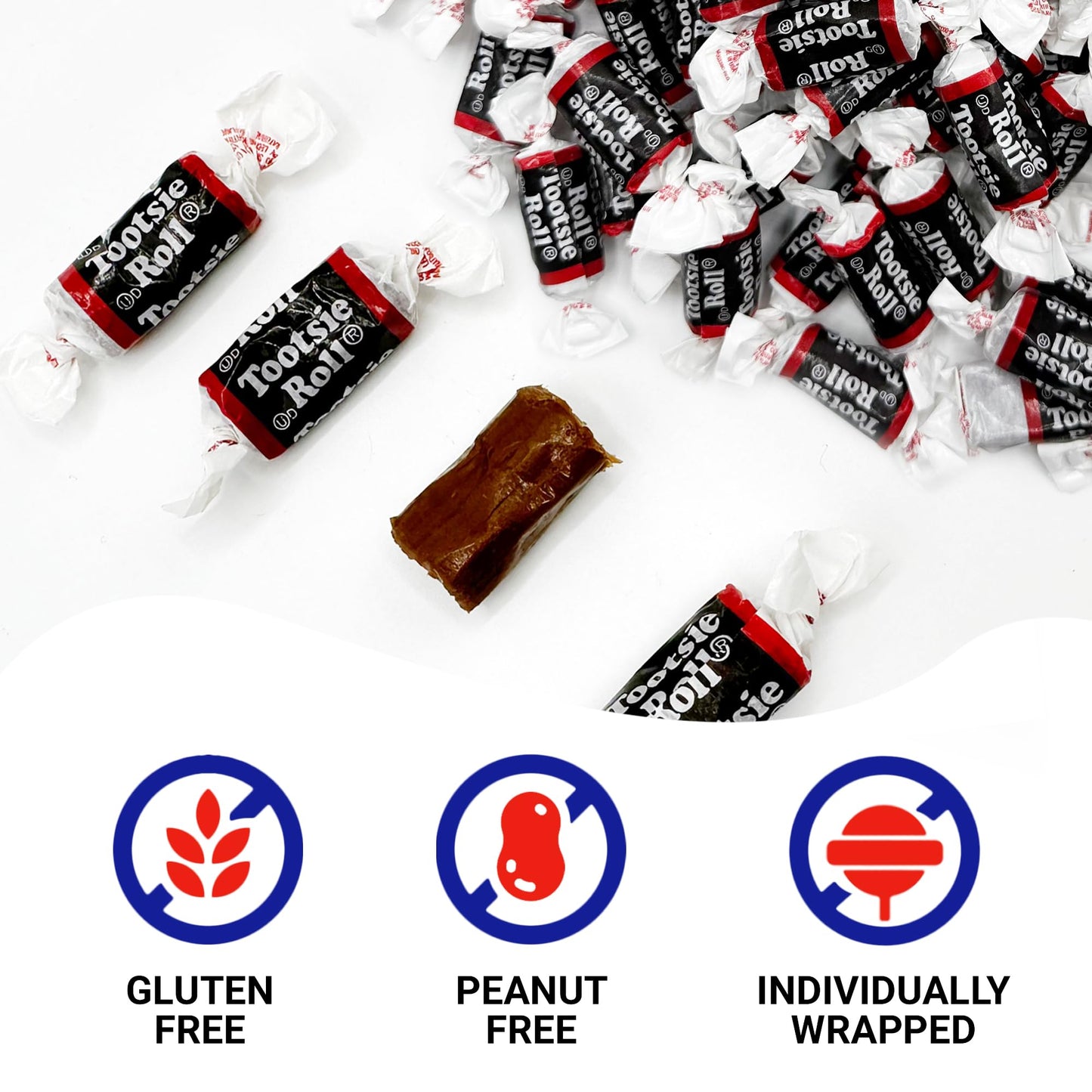Tootsie Roll Midgees - Individually Wrapped - 1 Pound Bag Of Chewy Chocolate Candy Delight - Gluten Free Candies