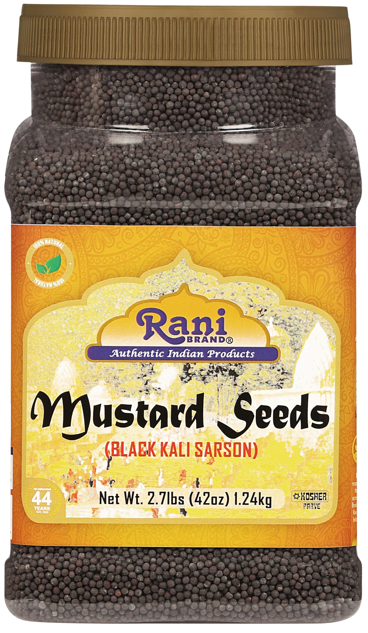 Rani Black Mustard Seeds Whole Spice (Kali Rai) 42oz (2.7lbs) 1.22kg Bulk PET Jar ~ All Natural | Gluten Friendly | Non-GMO | Ko