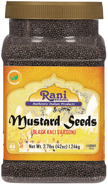 Rani Black Mustard Seeds Whole Spice (Kali Rai) 42oz (2.7lbs) 1.22kg Bulk PET Jar ~ All Natural | Gluten Friendly | Non-GMO | Ko