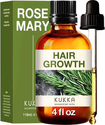 Kukka Pure Rosemary Oil For Hair Growth (4 Fl Oz) - 100% Natural Undiluted Therapeutic Grade Rosemary Essential Oils For Skin, D
