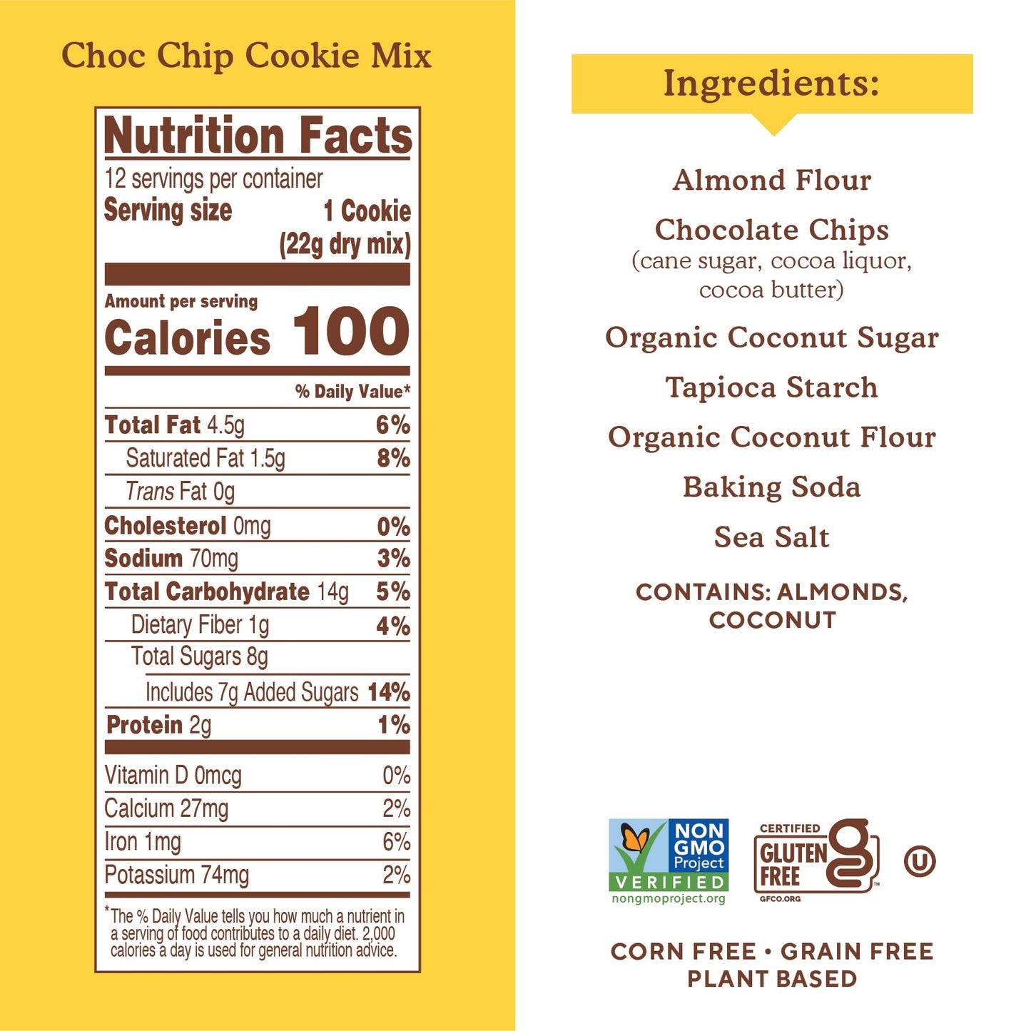 Simple Mills Almond Flour Baking Mix, Chocolate Chip Cookie Dough Mix - Gluten Free, Plant Based, 9.4 Ounce (Pack Of 6)