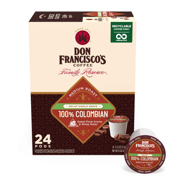 Don Franciscos Decaf Medium Roast Coffee Pods, 24 Count, Compatible with K-Cup Keurig, Original Flavor, Model LEPUSMGRYC5775