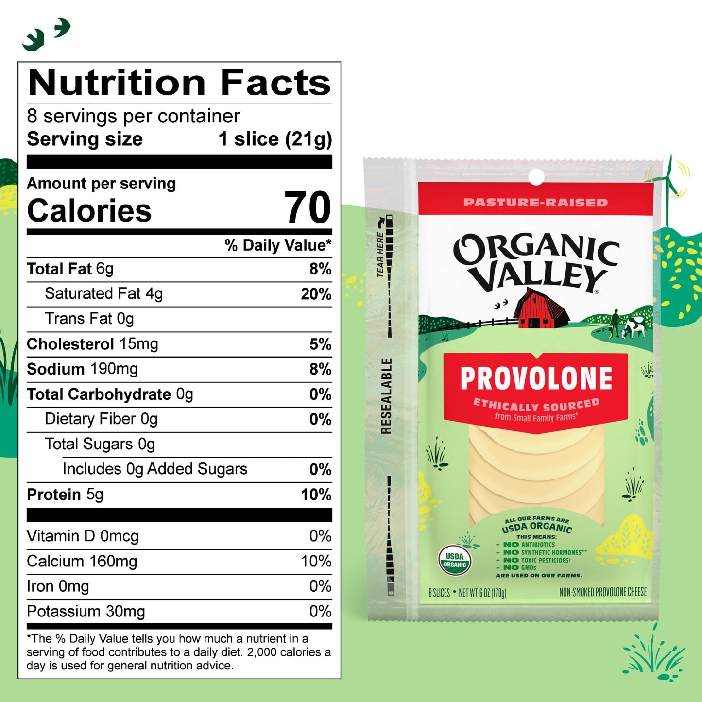 Organic Valley Organic Provolone Cheese Slices, 6 oz