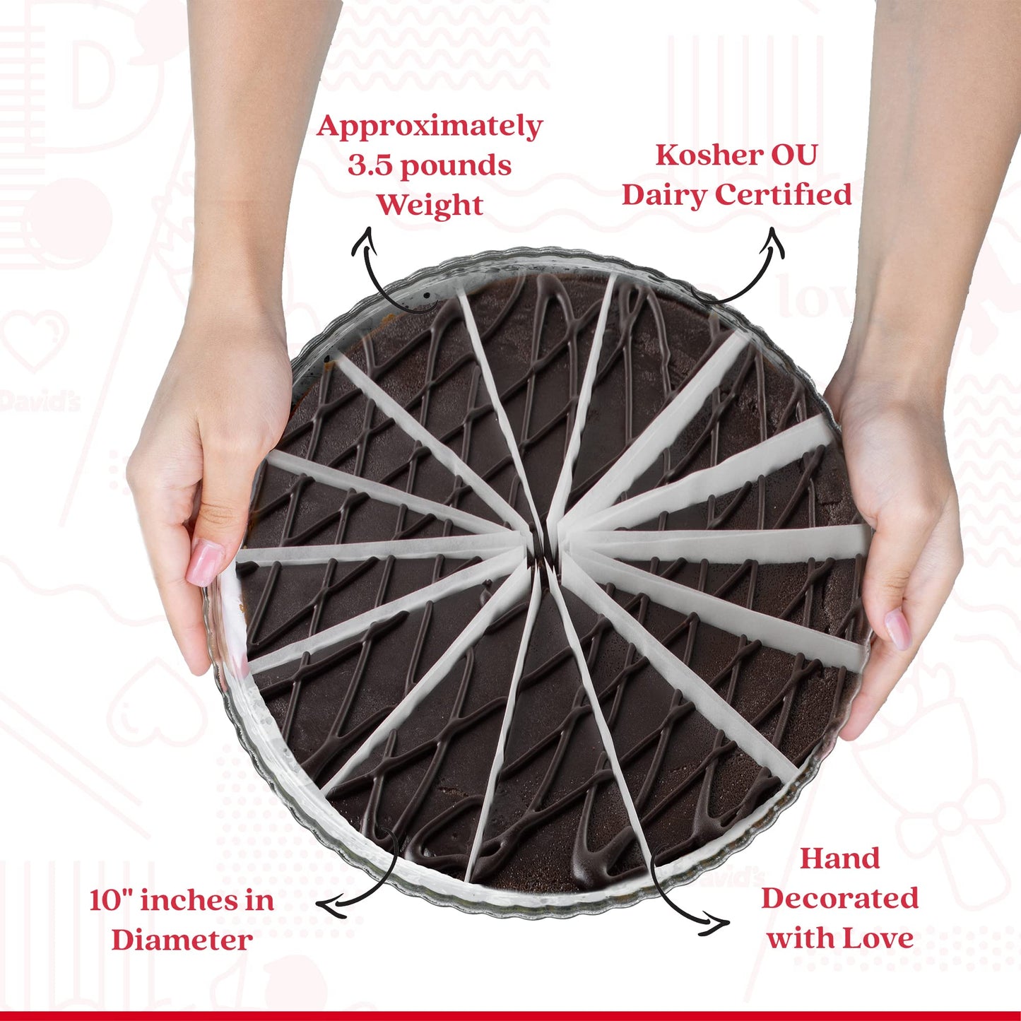 David'S Cookies Chocolate Truffle Cake 10'' - Birthday Cake For Delivery No Sugar Added Pre-Sliced 14 Pcs. Creamy Chocolate Cake