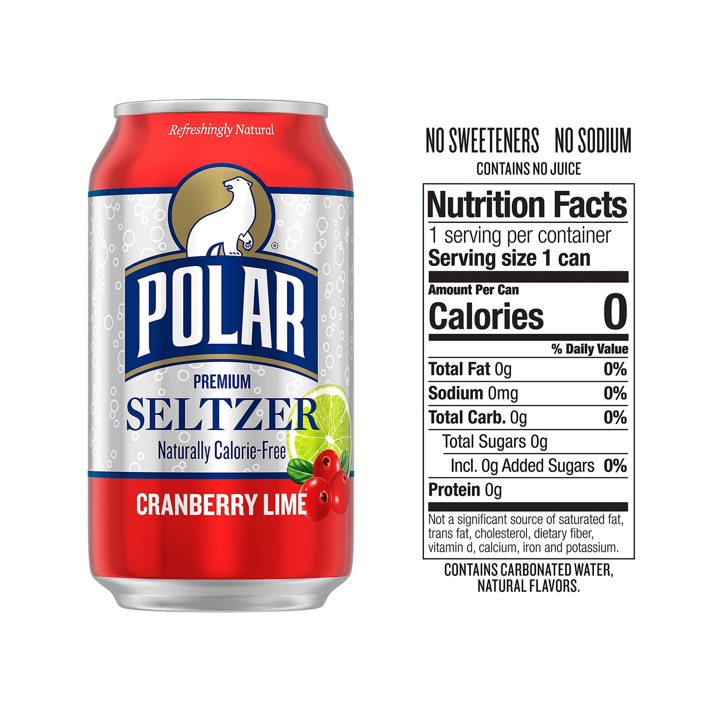 POLAR Seltzer Water Cranberry Lime, 12 Fl Oz Cans, Pack of 18, Model 10161310