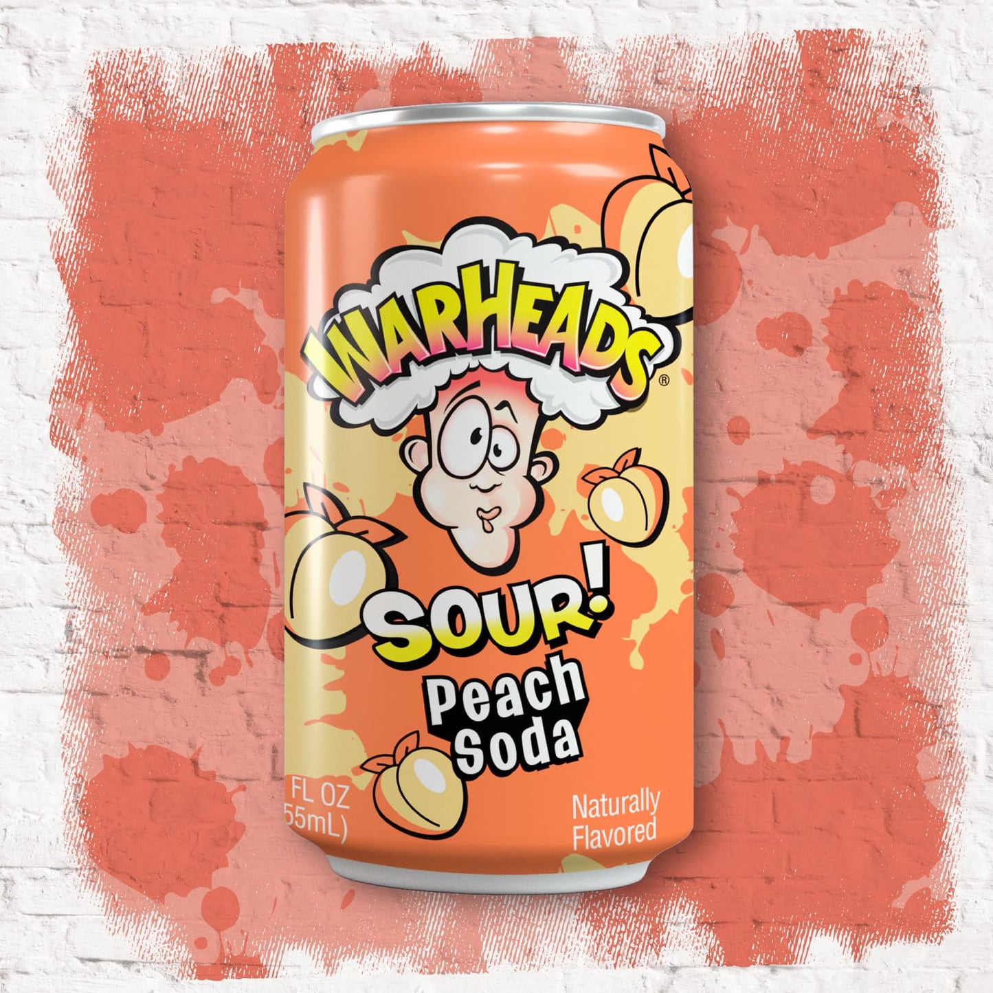 Warheads Sour Fruity Soda, Classic Flavors, 12 Fl Oz Cans, Pack of 12