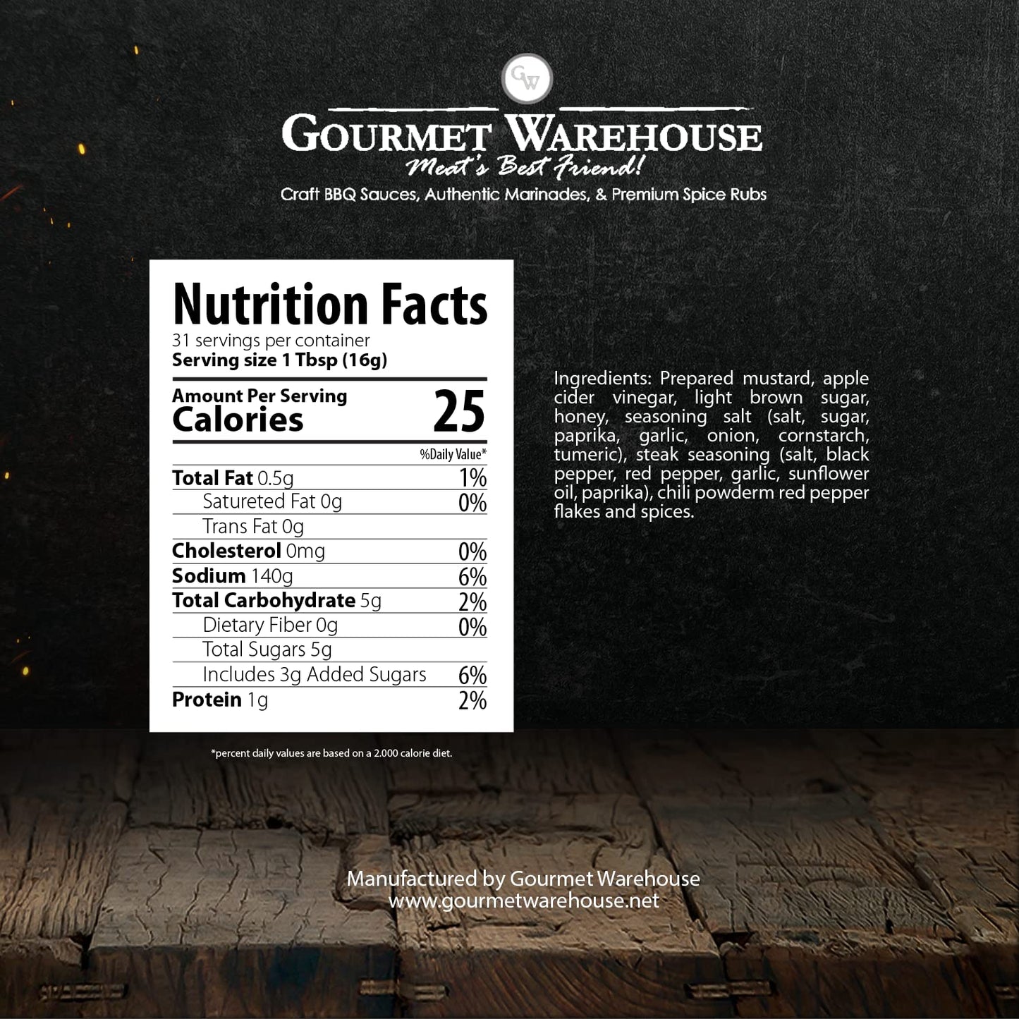 Gourmet Warehouse BBQ Sauce, Gluten-Free, Handcrafted, 16 Fl Oz (Pack of 2)