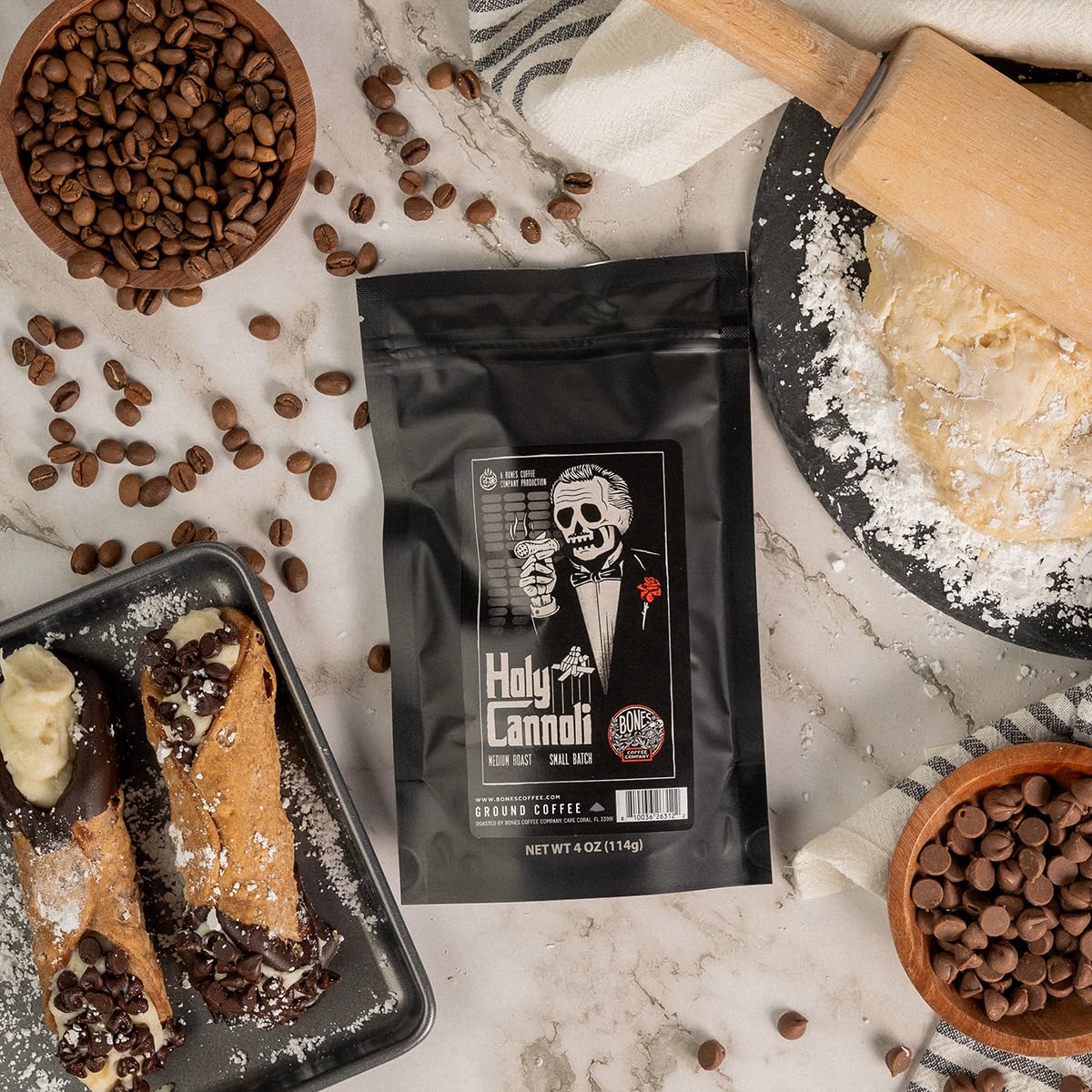 Bones Coffee Company Flavored Coffee Sample Pack, Medium Roast, 4 oz (Pack of 5), Auto Drip & French Press Compatible