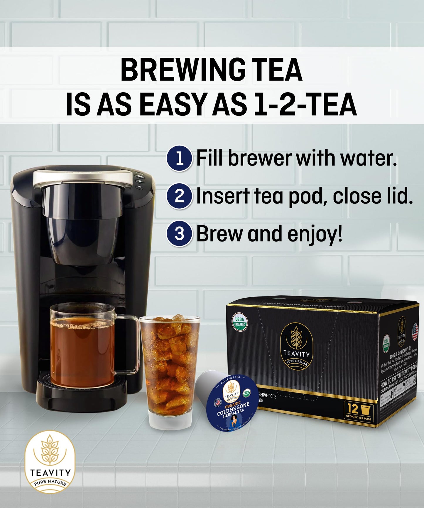 Organic Rooibos Tea Pods For Keurig With Lemon, Mint, Licorice - Unsweetened Decaf Tea For K Cup Brewing By Teavity (36 Tea Pods