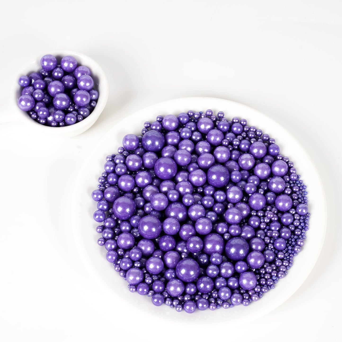 Kasvan Purple Pearl Sugar Sprinkles - Edible Candy Pearls 130G/4.58 Oz, Mix Size, Baking Cake Decorations, Ice Cream Toppings An
