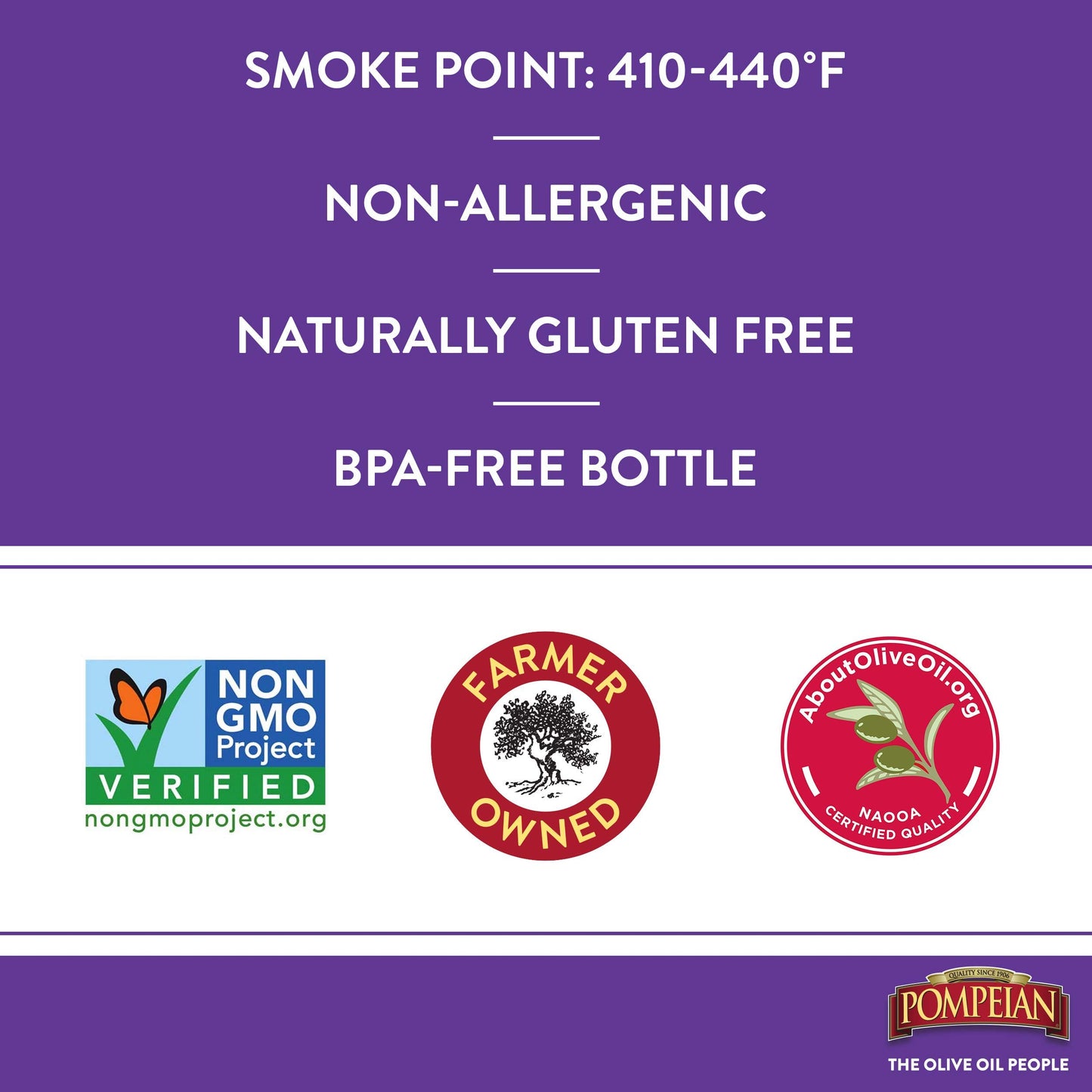 Pompeian Rich Taste Olive Oil, Rich, Full Flavor, Perfect For Grilling & Sauces, Naturally Gluten Free, Non-Allergenic, Non-Gmo, 16 Fl. Oz.