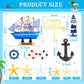 19 Pcs Nautical Cake Topper Pirate Cake Topper Ship Theme Cake Topper Nautical Cupcake Topper Nautical Party Decorations For Bir