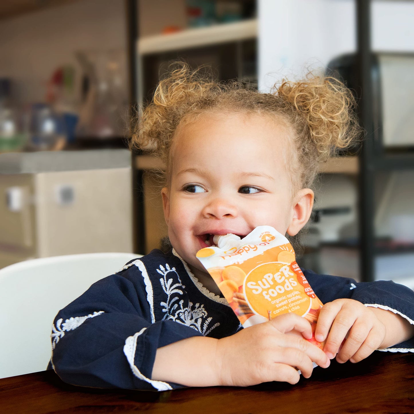 Happy Tot Superfoods Stage 4 Organic Toddler Food Banana Peach Mango Stage, Toddler Snack Pouch, Fruit And Veggie Puree, With Om