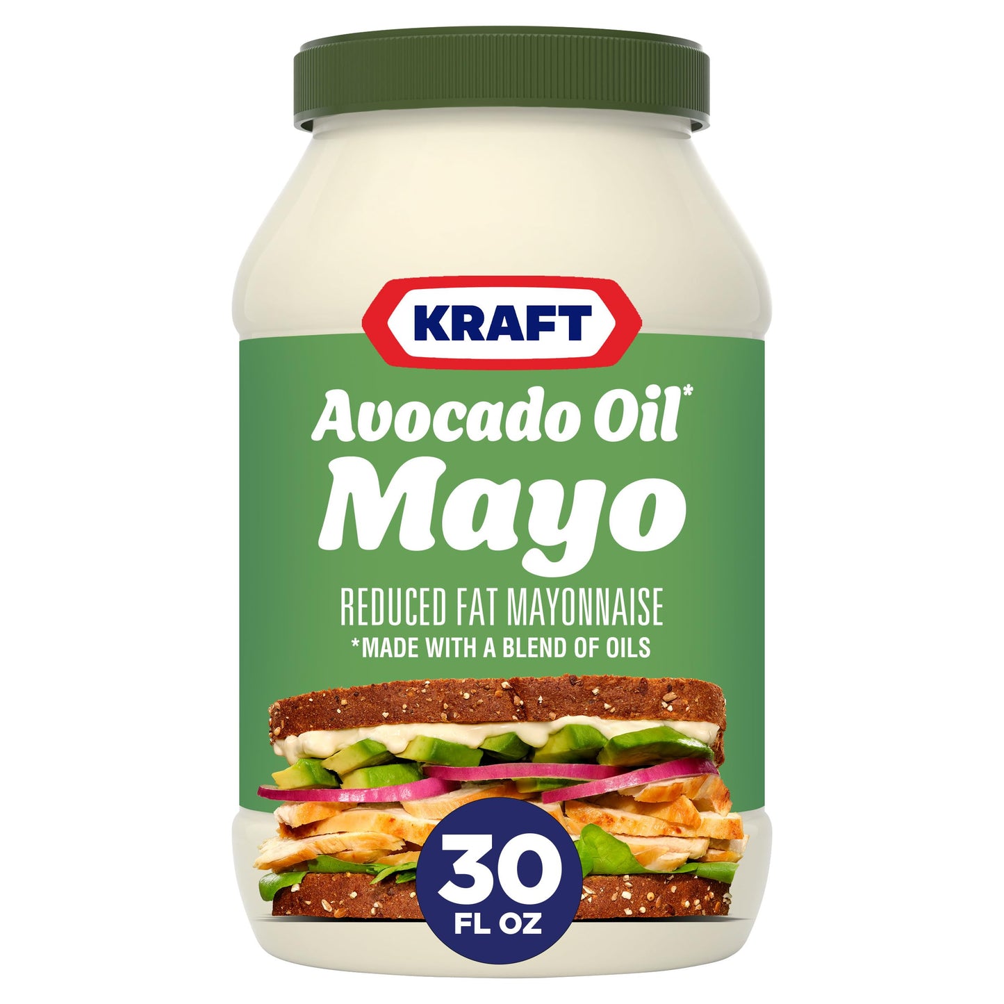 Kraft Mayo with Avocado Oil Reduced Fat Mayonnaise - Classic Creamy Condiment for Sandwiches and Salads, Made with Cage-Free Egg