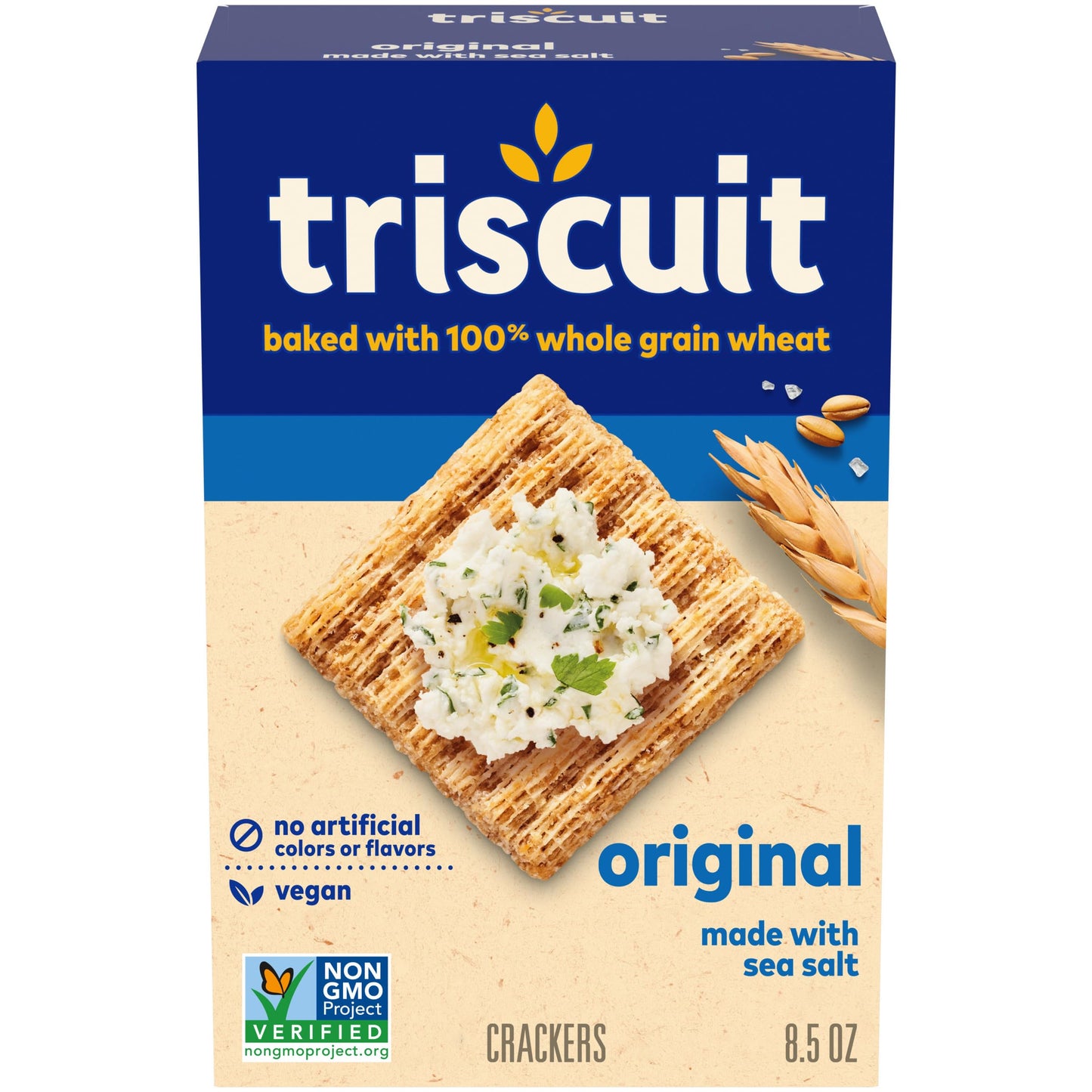 Triscuit Original Whole Grain Wheat Crackers, Vegan, 8.5 oz, Healthy Snacks