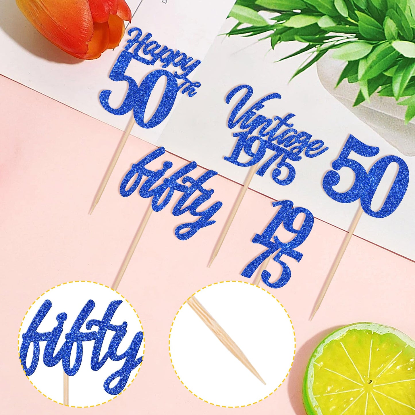 30Pcs Happy 50Th Birthday Cupcake Toppers Cheers To 50 Vintage 1975 Cupcake Picks Hello 50 Fifty 50Th Birthday Decorations For 5