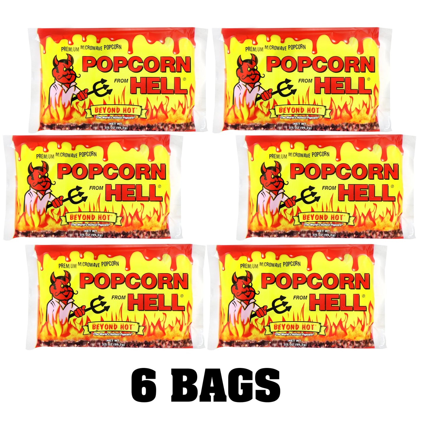 ASS KICKIN Popcorn from Hell - 6 Bags Ultimate Spicy Garlic Gourmet Snack
