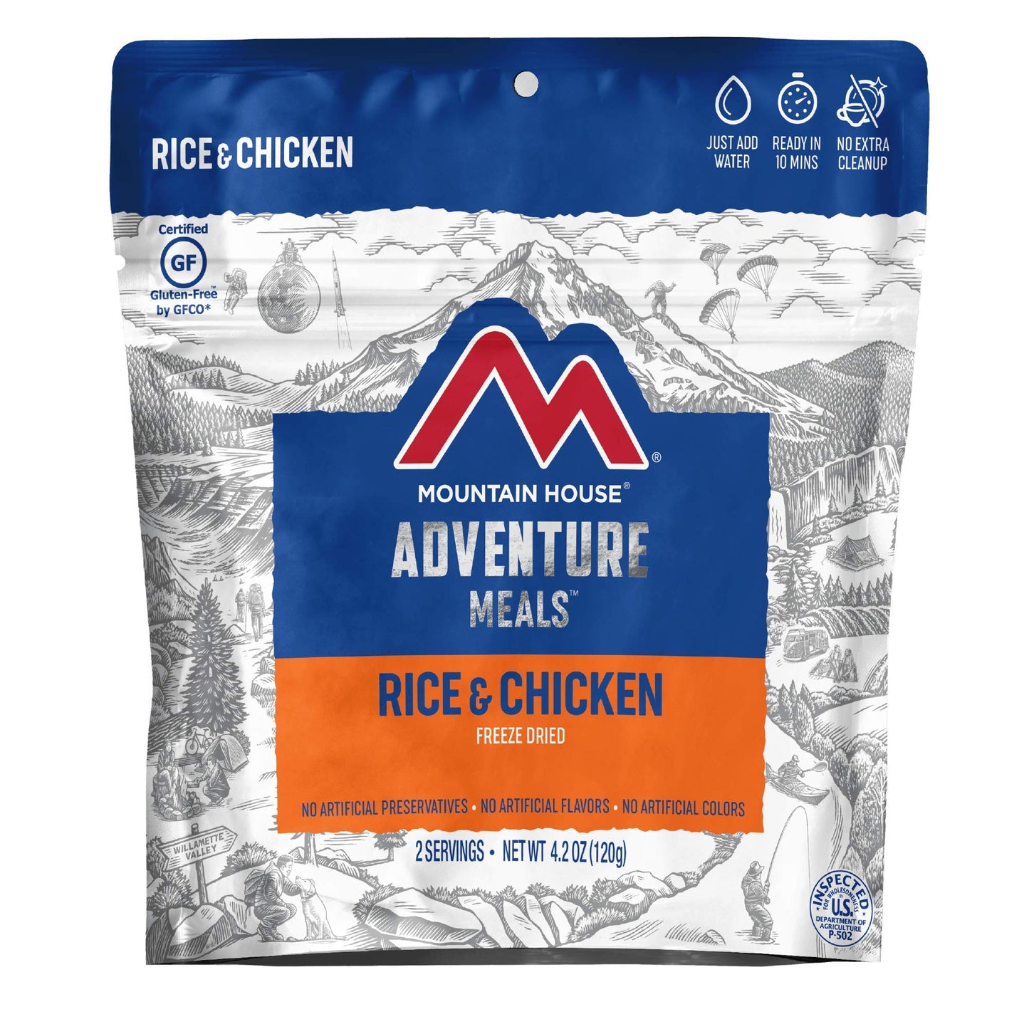 Mountain House Gluten-Free Rice & Chicken Freeze-Dried Food For Camping, 12 Servings, 30-Year Shelf-Life