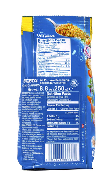 Podravka Vegeta All Purpose Seasoning No Msg 8.8 Oz (250 G)