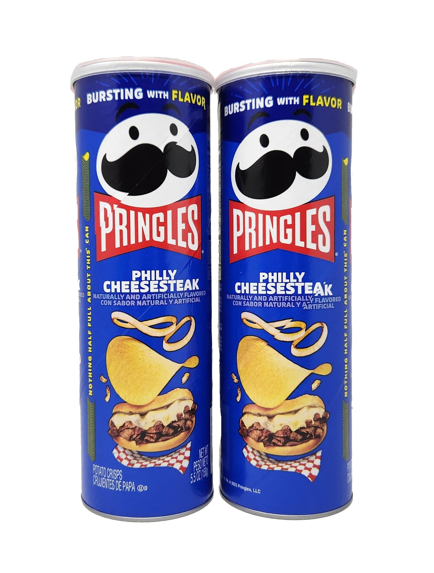 Pringles Potato Crisps Naturally Flavored Chips 5.5oz Can, Pack of 2 (Philly Cheesesteak)