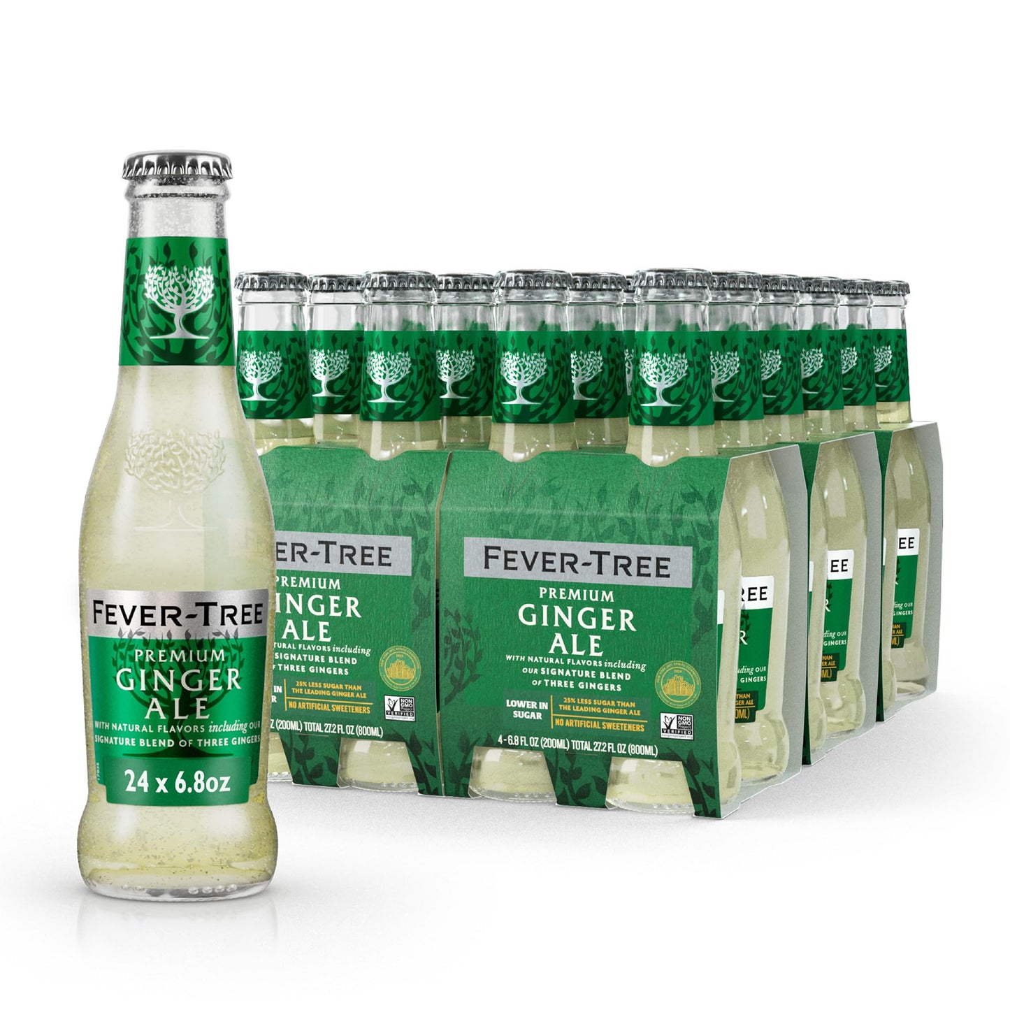 Fever-Tree enhanced Ginger Ale, No Artificial Sweeteners, Flavourings or Preservatives, 6.8 Fl Oz (Pack of 24),A500111