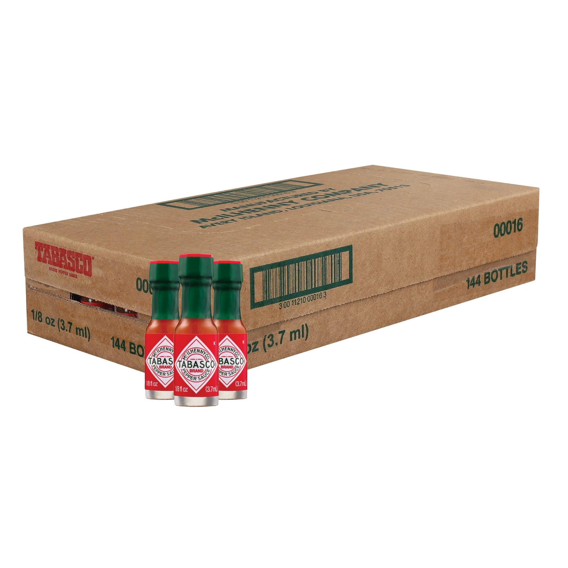 TABASCO Original Red Pepper Sauce, Mini Glass Bottles, Medium Hot, 1/8 Oz, Pack of 144