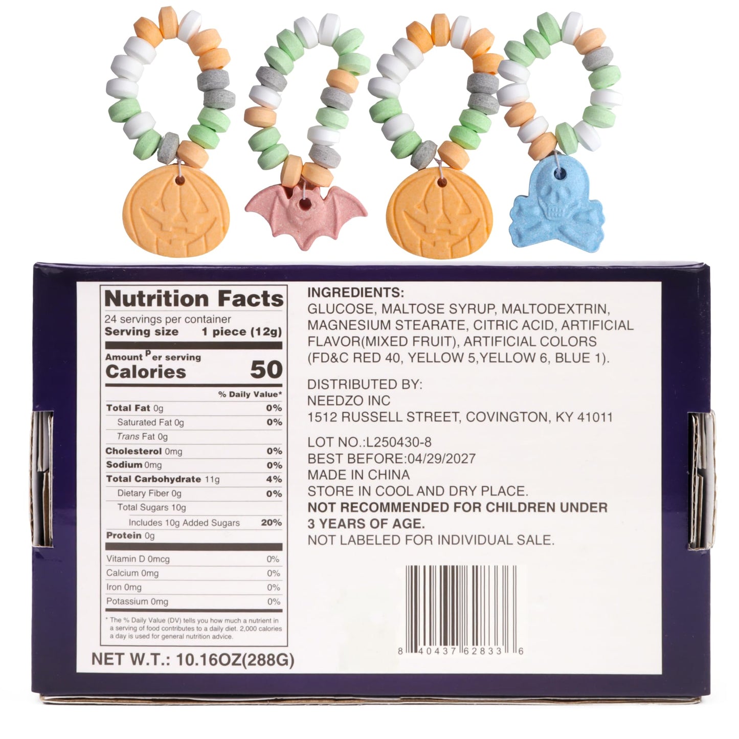 Halloween Candy Bracelets  Individually Wrapped Trick or Treat Pass Out Candies  Assorted Spooky Shapes  24 Count