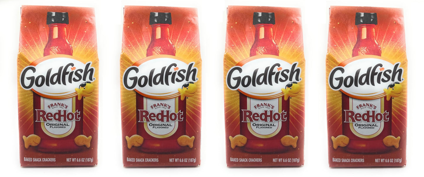 Goldfish Crackers - Franks RedHot Flavor - 4 Bags - Free of Dyes - 6.6oz