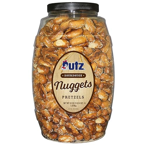 Utz Bite-Size Nuggets Pretzels With Classic Sourdough Flavor 52 Oz. Barrel     Perfectly Salted With Zero Cholesterol Per Servin
