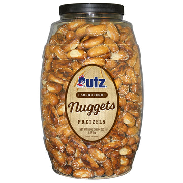 Utz Bite-Size Nuggets Pretzels With Classic Sourdough Flavor 52 Oz. Barrel     Perfectly Salted With Zero Cholesterol Per Servin