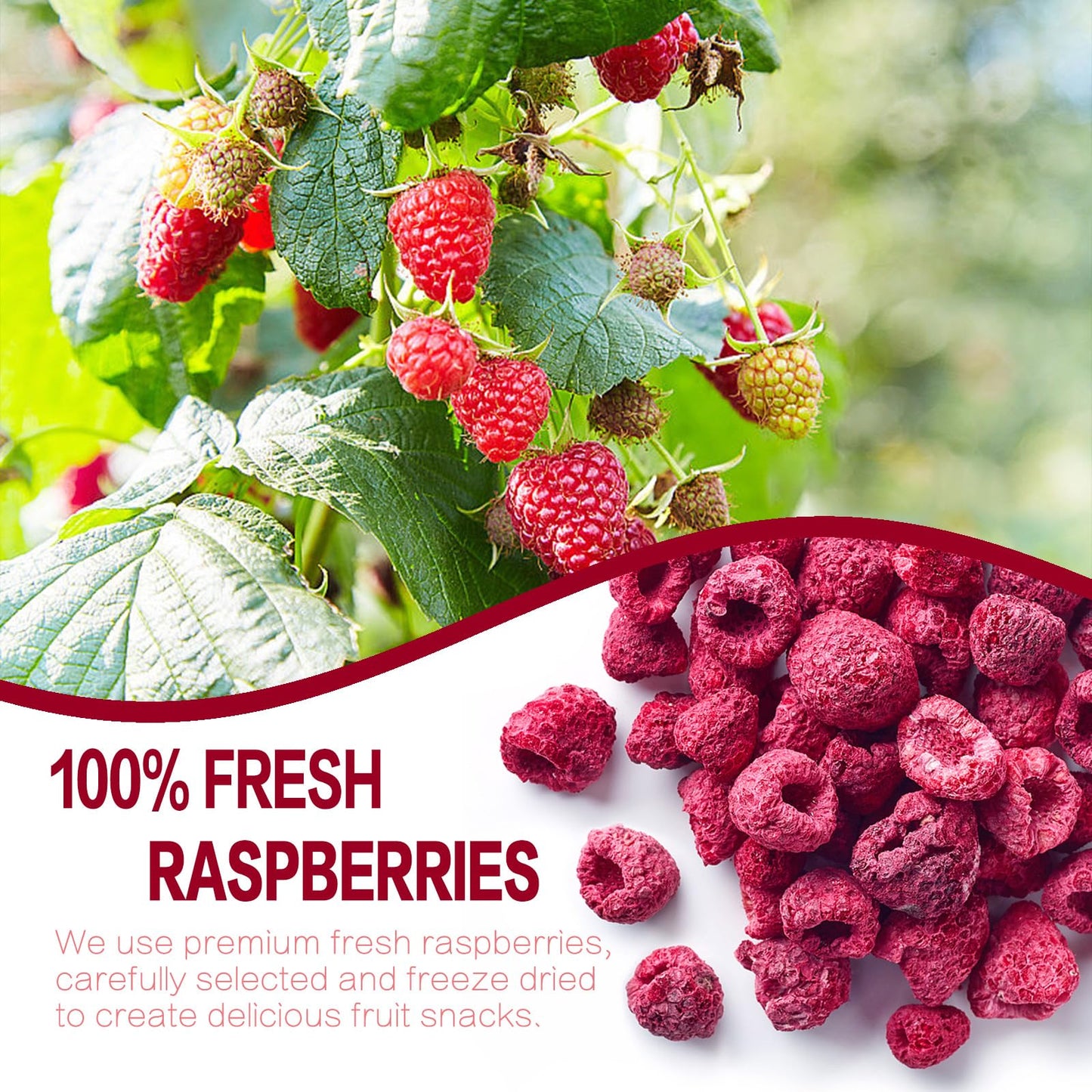 Freeze Dried Raspberries, Freeze Dried Fruit, 110G/3.88Oz Whole Frozen Raspberries, No Sugar Added, Healt-Hy Snacks For Cocktail
