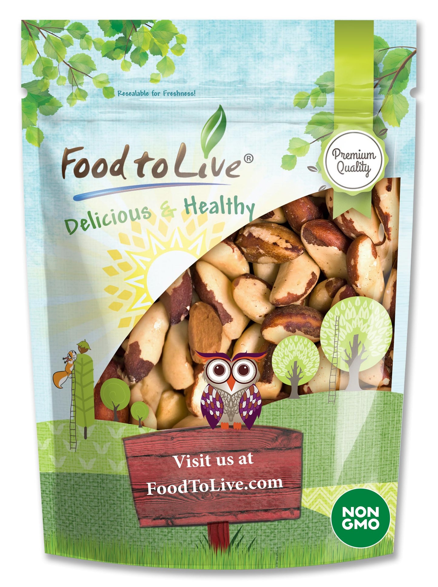 Food to Live Brazil Nuts, Raw, Whole, Unsalted, Non-GMO, 5 Pound Bulk Pack