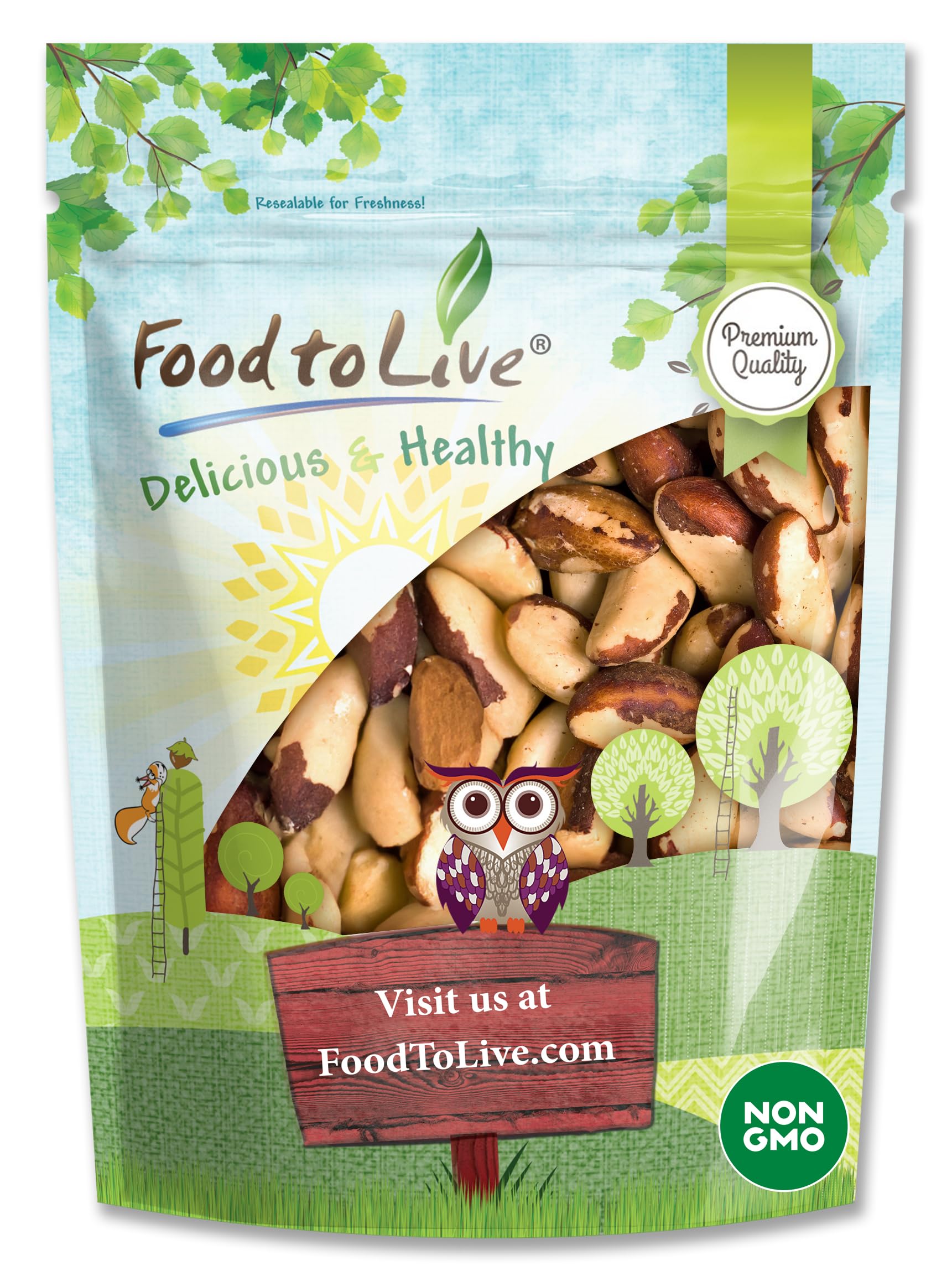 Food to Live Raw Brazil Nuts, 3 Pounds - Non-GMO Verified, Raw, Whole, No Shell, Unsalted, Kosher, Vegan, Keto and Paleo Friendl