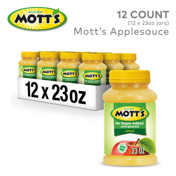 Motts No Sugar Added Applesauce, 23 Oz Jar (Pack Of 12), Good Source Of Vitamin C, No Artificial Flavors