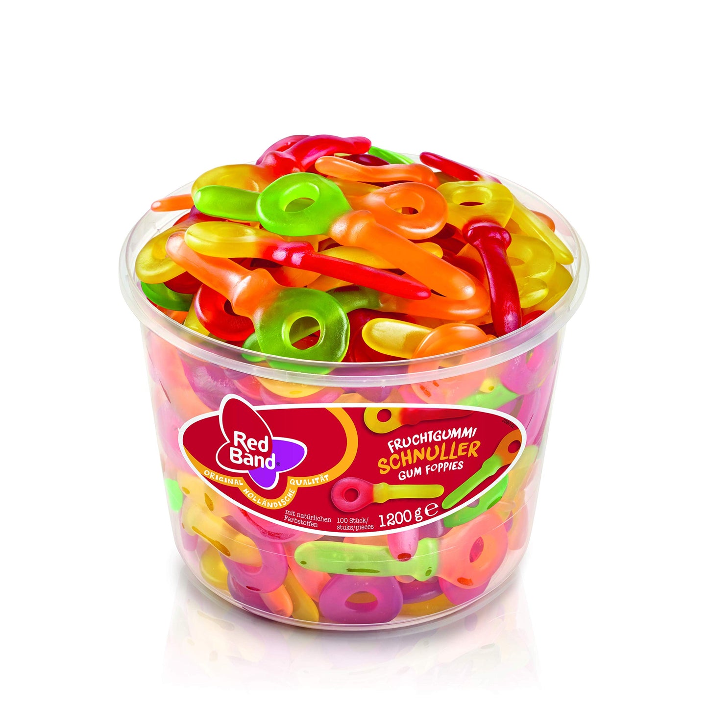 Red Band Fruchtgummi Schnuller - Tasty Gummies, 1200 Grams, 100 Pcs, Red, Model Rexim1620