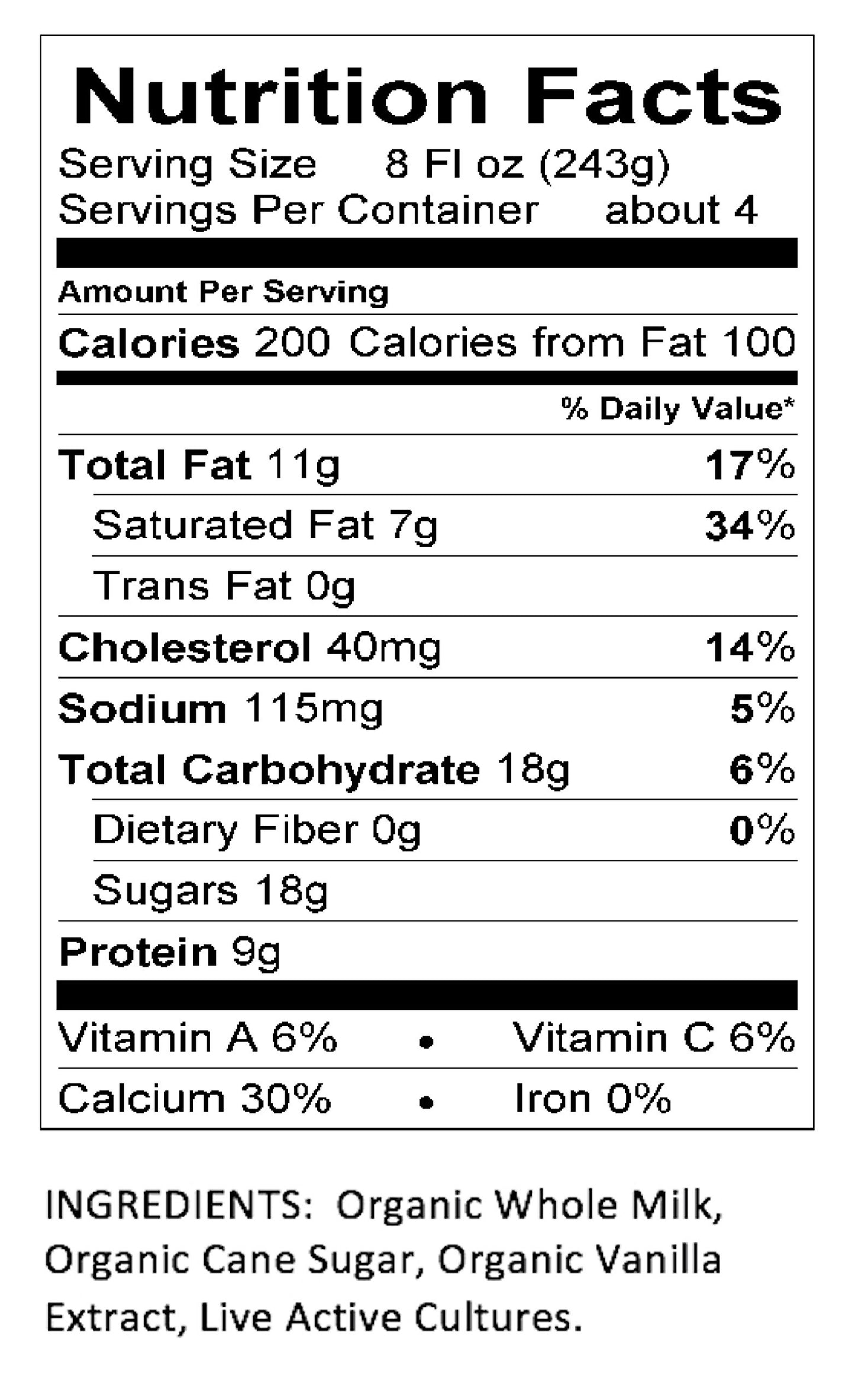 Maple Hill Crea mery, 100% Grass Fed Organic Kefir, Vanilla, oz 32 Ounce