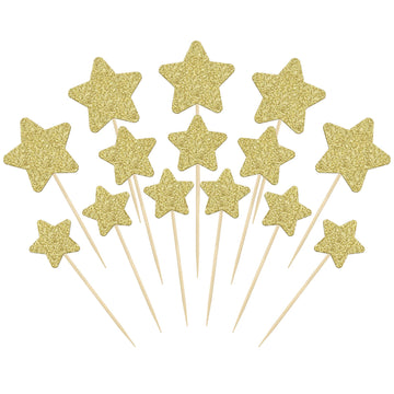 Gyufise 42Pcs Star Cupcake Toppers Gold Glitter Assembled Twinkle Star Cupcake Picks Wedding Engagement Bridal Shower Birthday P