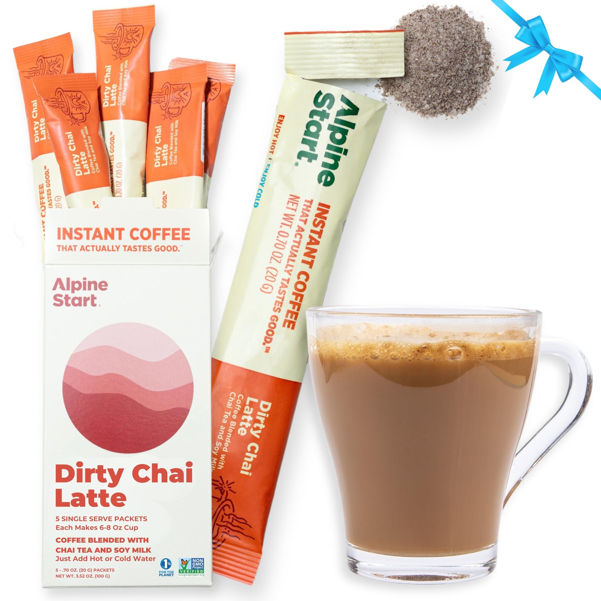 Alpine Start Instant Dirty Chai Latte, Vegan Coffee with Chai Spices, 0.7 Oz Pack of 5