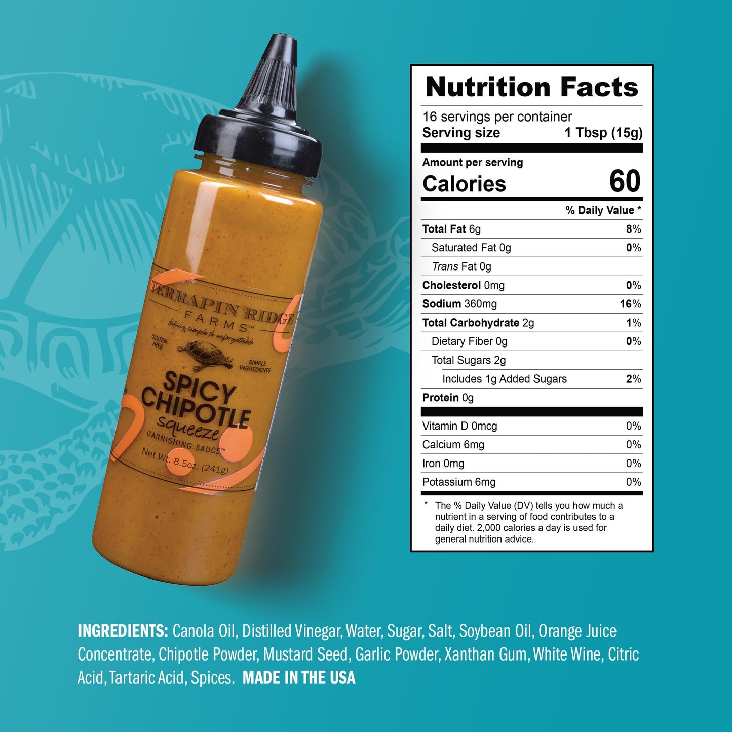 Terrapin Ridge Gourmet Spicy Chipotle Sauce - 9 Ounce Squeeze Bottles (Pack of 2)