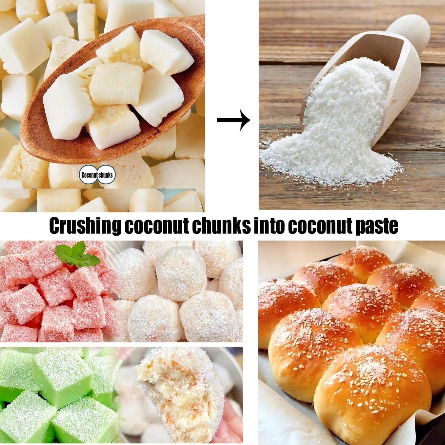 Dried Coconut Chunks Unsweetened Natural Coconut Crunchy Snacks Healthy Tropical Fruit Snack 9 OZ/255g In Resealable Bags No Art