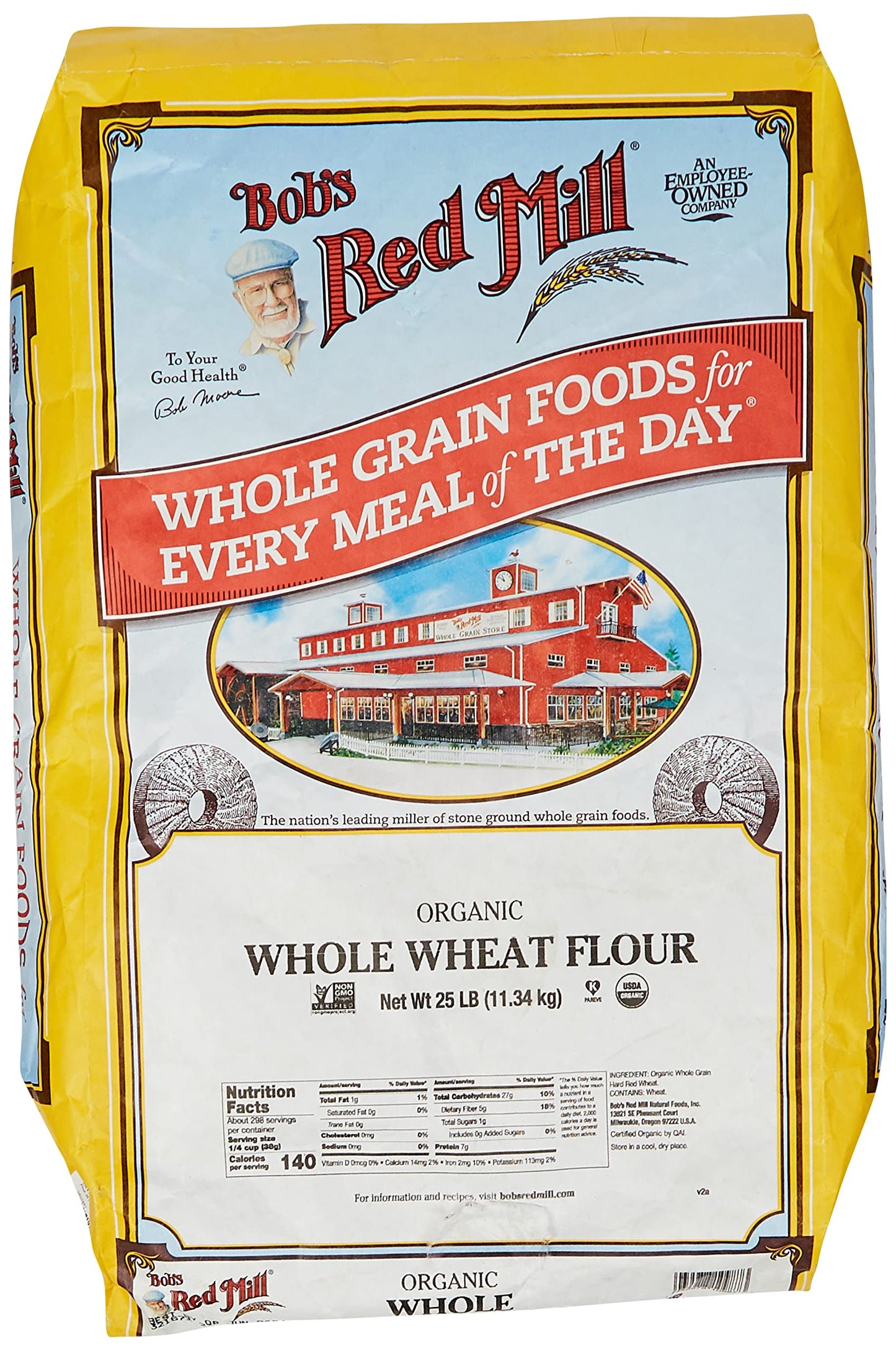 Bob'S Red Mill Organic Whole Wheat Flour, 25 Pound