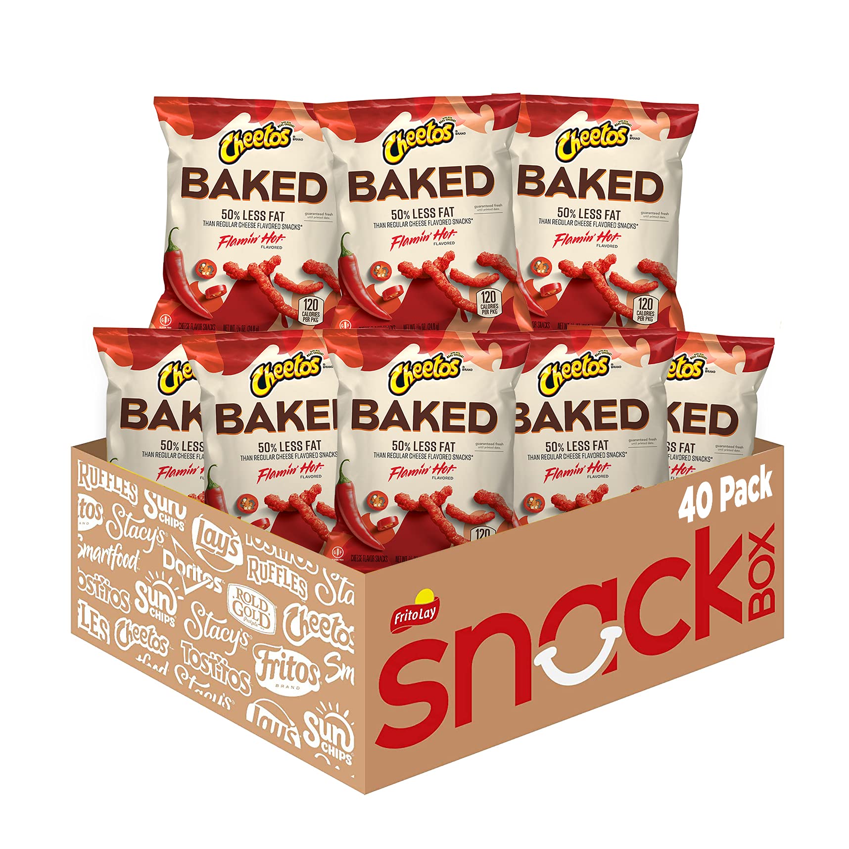 Baked, Cheetos Crunchy Flamin Hot, 0.875 Ounce (Pack of 40)