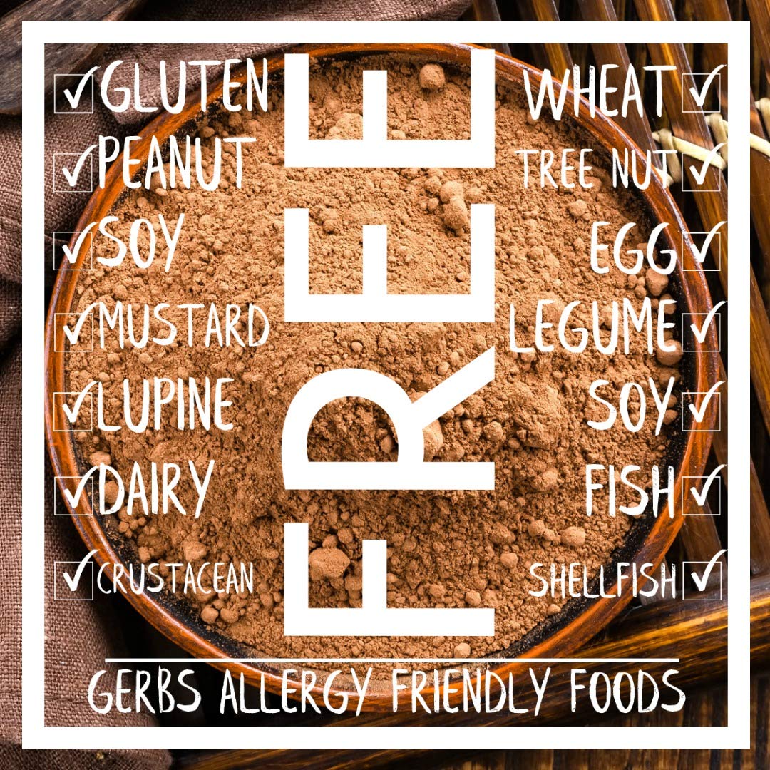 Natural Cocoa Powder By Gerbs, 2 Pound Resealable Bag, 10-12% Cocoa Butter Fat, Top 14 Allergy Free Foods, Gluten & Peanut Free,