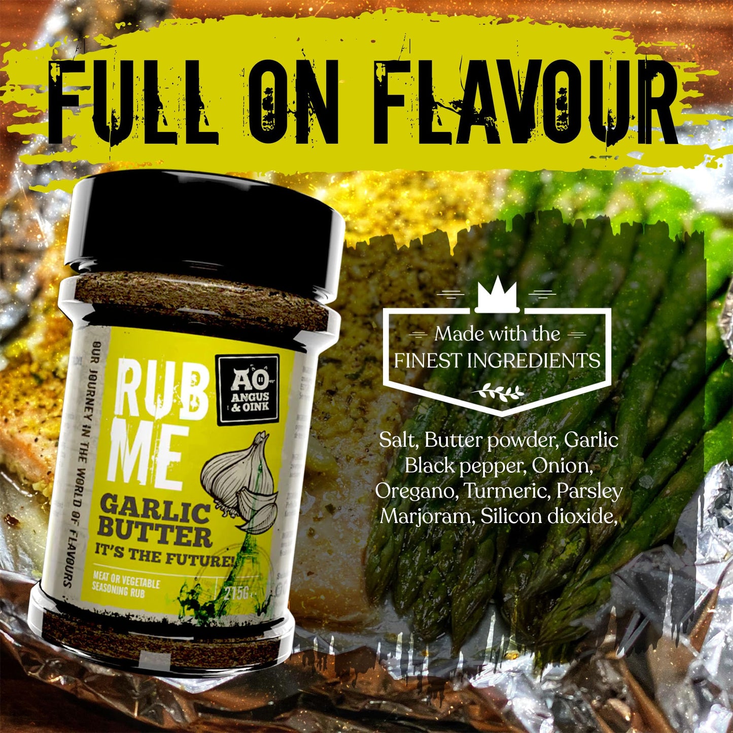 Angus & Oink | Garlic Butter Seasoning | Rich & Indulgent Flavour For Chicken, Fries & Roast Potatoes | 225G