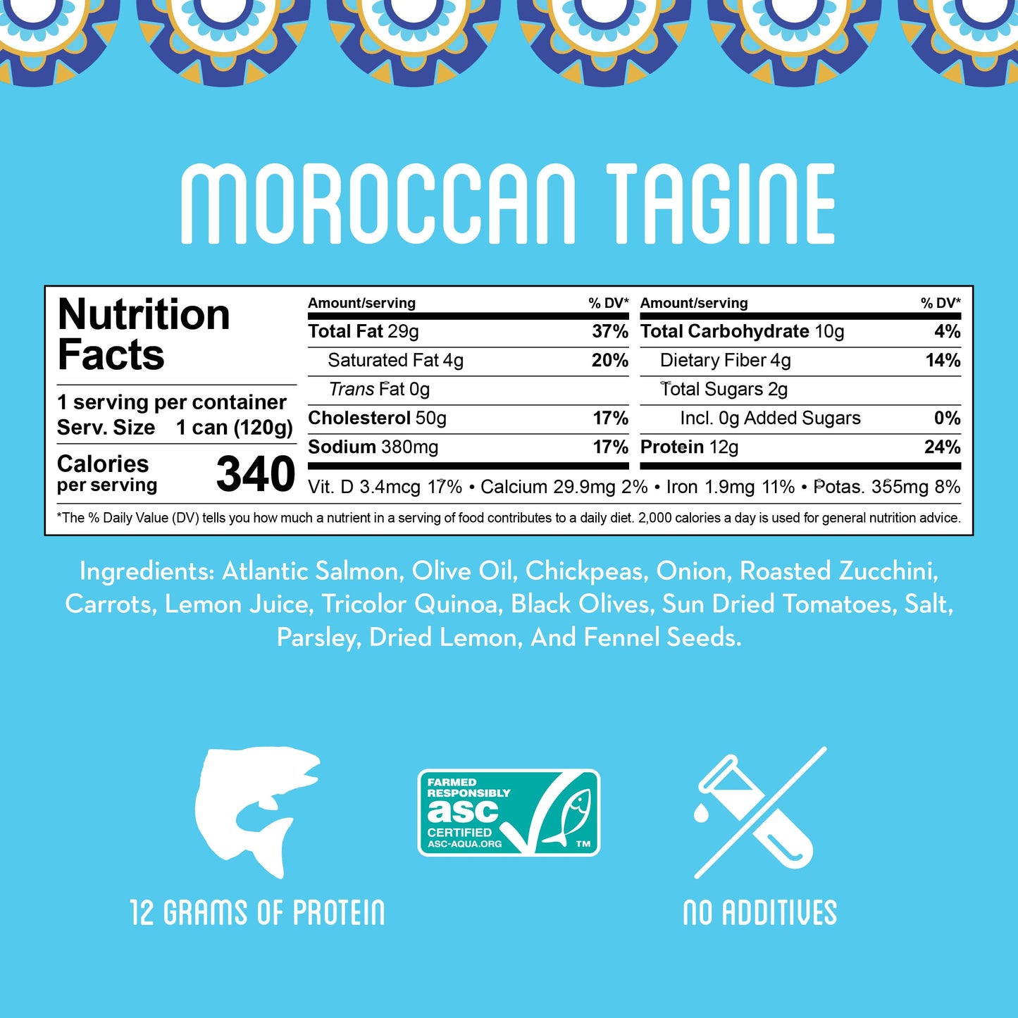 Freshé Canned Salmon Moroccan Tagine (10 Pack) - Mediterranean Style Atlantic Salmon In Olive Oil - Sustainably Farmed Tinned Fish (4.25Oz Cans)