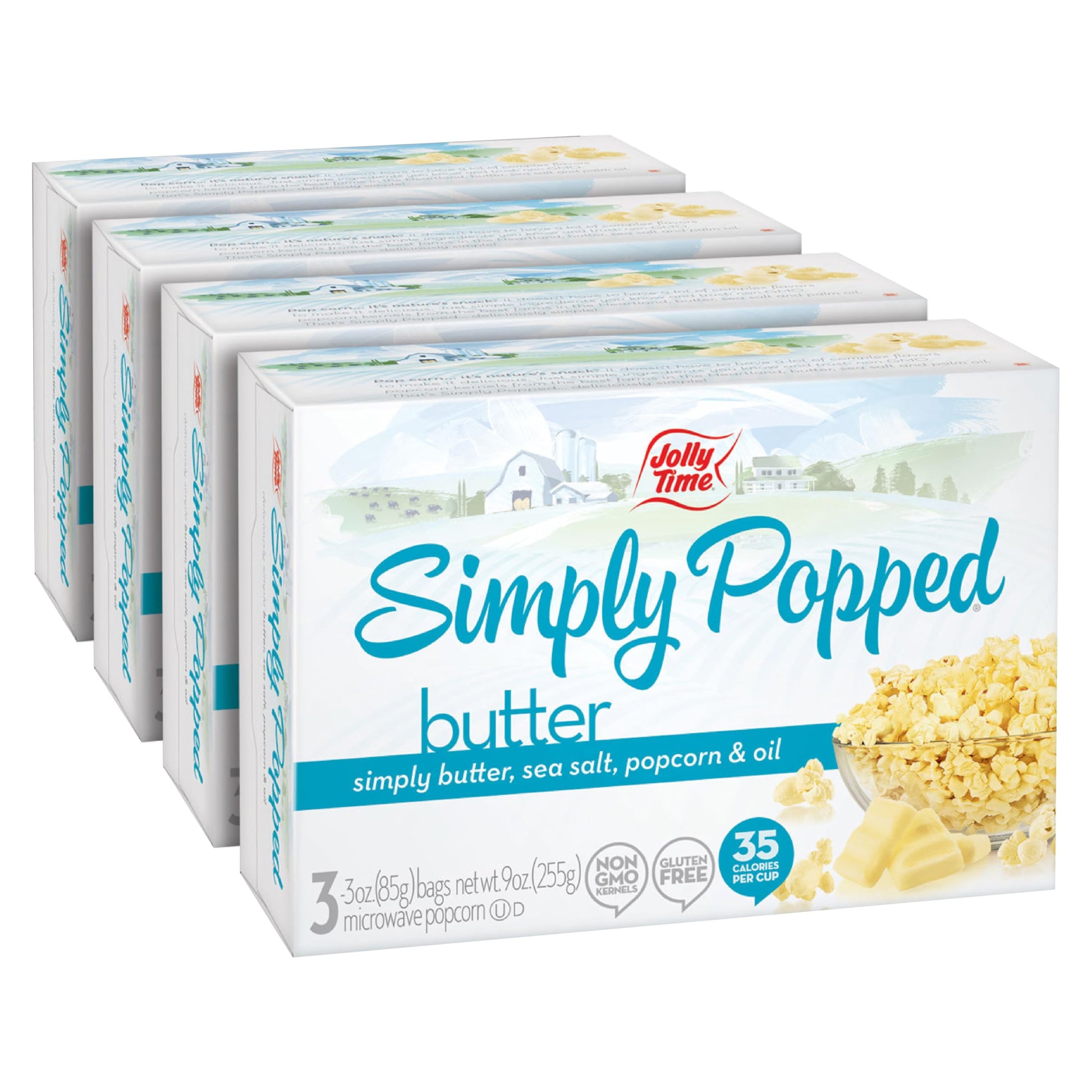 Jolly Time Simply Popped Microwave Popcorn, Lightly Salted, 3oz Sharing Bag, Pack of 12