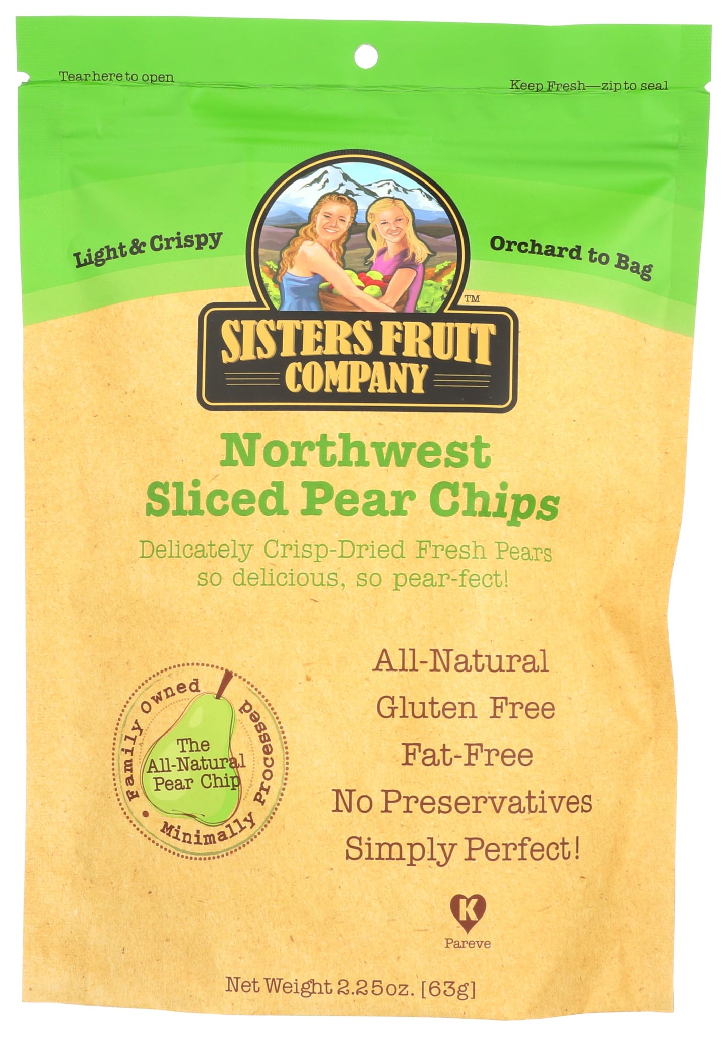 Sisters Fruit Company Northwest Pear Chips Sliced (12X2.25 Oz)